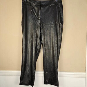 NWT Commando Womens Black Faux Leather 7/8 Trouser Pants Large‎